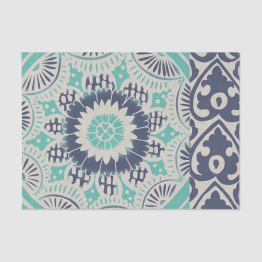 Blue Batik Tile III Tissuepapier (Voorkant)