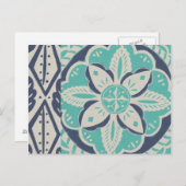 Blue Batik Tile IV Briefkaart (Voorkant / Achterkant)