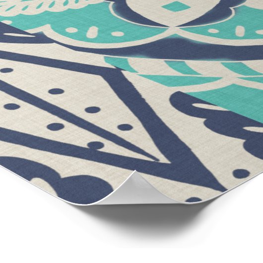 Blue Batik Tile IV Poster (Hoek)