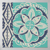 Blue Batik Tile IV Poster (Voorkant)