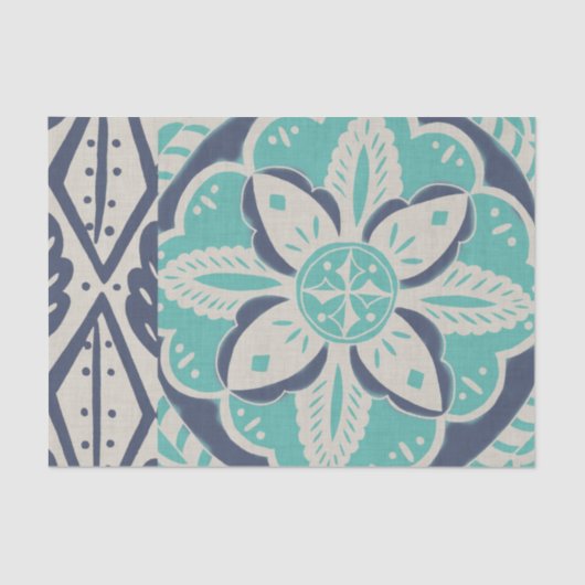 Blue Batik Tile IV Tissuepapier (Voorkant)