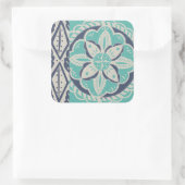 Blue Batik Tile IV Vierkante Sticker (Tas)