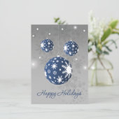 Blue Baubles Sneeuwvlok Kerstmis Nieuwjaar Feestdagenkaart (Staand voorkant)