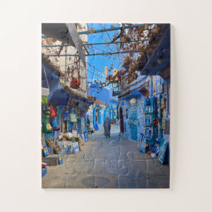 Blue Bazaar Alley Chefchaouen, Marokko Legpuzzel