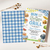 Blue BBQ Baby shower Invitation - Bun in de Oven Kaart