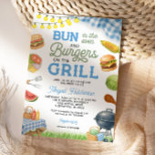 Blue BBQ Baby shower Invitation - Bun in de Oven Kaart