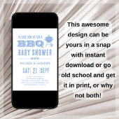 Blue BBQ Baby shower Uitnodiging