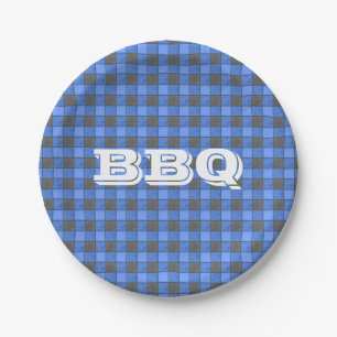 Blue BBQ Monogram Check Small Paper Bord