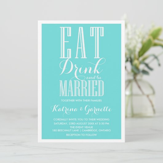 Blue Be Marié Faire-part de mariage (Debout devant)