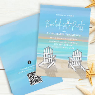 Blue Beach Bachelorette Party QR Code Social Media Kaart