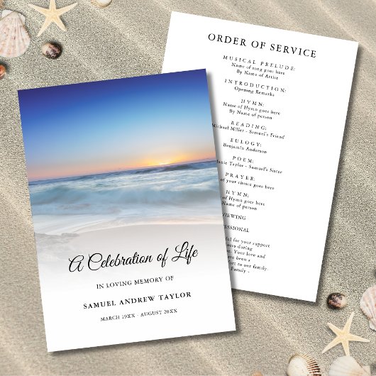 Blue Beach Celebration of Life Funeral Programme