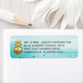 Blue Beach Christmas Retourner l'adresse Étiquette (En situation)