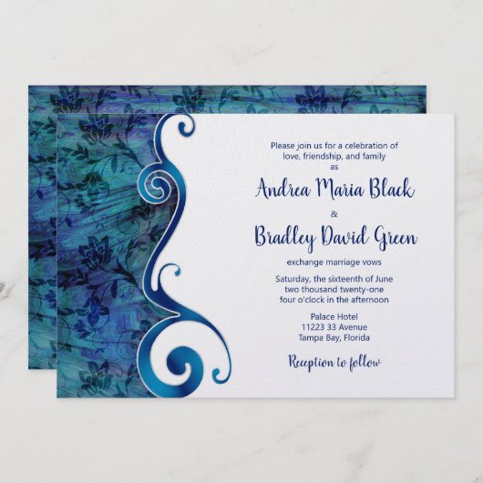 Blue Beach Destination Mariage Invitation (Devant / Derrière)