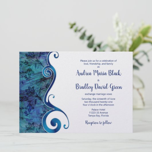 Blue Beach Destination Mariage Invitation (Debout devant)