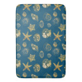 Blue Beach Gold Sea Shells Badmat (Voorkant Verticaal)