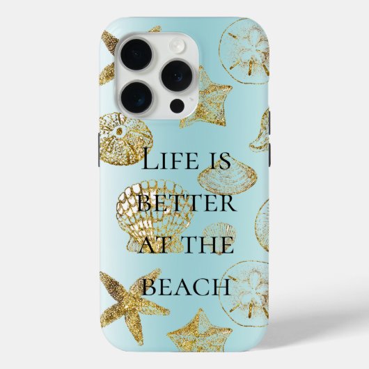 Blue Beach Gold Sea Shells Case-Mate iPhone Case (Achterkant)