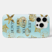 Blue Beach Gold Sea Shells Case-Mate iPhone Case (Achterkant (horizontaal))