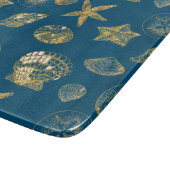 Blue Beach Gold Sea Shells Snijplank (Hoek)