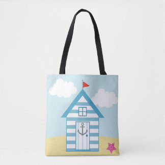 Blue Beach Hut Draagtas