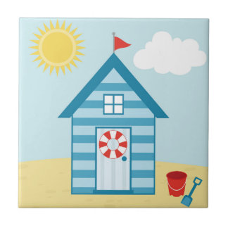 Blue Beach Hut Tegeltje