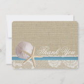 Blue Beach Kant Zand Dollar Dank u Bedankkaart (Achterkant)