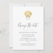 Blue Beach Monogram Weddenschap Verander de datum Kaart (Voorkant)