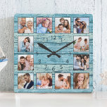 Blue beach Nautical Driftwood<br><div class="desc">Easily create your own personalized blue rustic driftwood planks lake house wall clock with your custom Pour les meilleurs résultats, crop the images to square - with the focus point in the center - before uploading.</div>