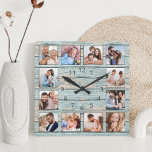 Blue beach Nautical Driftwood<br><div class="desc">Easily create your own personalized blue rustic driftwood planks lake house wall clock with your custom Pour les meilleurs résultats,  crop the images to square - with the focus point in the center - before uploading.</div>