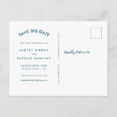 Blue Beach Ocean Seaside Wedding Save the Date Aankondigingskaart (Achterkant)