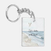 Blue Beach Ocean Starfish Sea Birds Sleutelhanger (Voorkant Links)