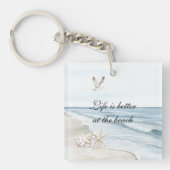 Blue Beach Ocean Starfish Sea Birds Sleutelhanger (Voorkant)