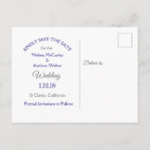 Blue Beach Ocean Thmed Wedding Save the Date Aankondigingskaart (Achterkant)