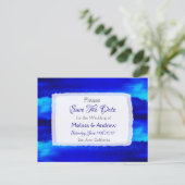Blue Beach Ocean Thmed Wedding Save the Date Aankondigingskaart (Staand voorkant)