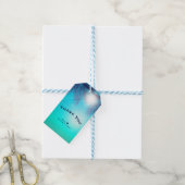 Blue BEACH PARTITY Sunny Palm Trees Summer Birthda Cadeaulabel (Met Touw)