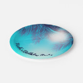 Blue BEACH PARTITY Sunny Palm Trees Summer Birthda Papieren Bordje (Gekanteld)