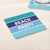 Blue Beach Party Vierkante Kartonnen Onderzetter (Schuin)
