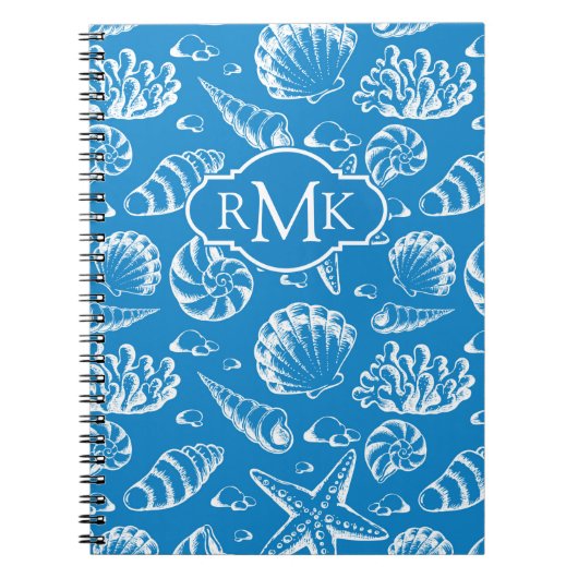 Blue Beach Patroon | Monogram Notitieboek (Voorkant)
