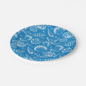 Blue Beach Patroon Papieren Bordje (Gekanteld)
