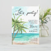 Blue Beach Photo Invitation du 21e anniversaire (Debout devant)