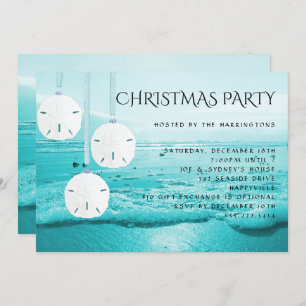 Blue Beach Sand Dollars Fête de Noël Invitation