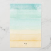 Blue Beach Sand Watercolor Mariage Foil Invitation (Verso)