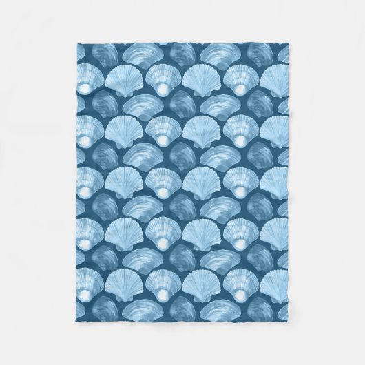 Blue Beach Seashell Patroon Fleece Deken (Voorkant)