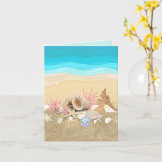 Blue Beach Shell Shells Kaart (Gele Bloem)