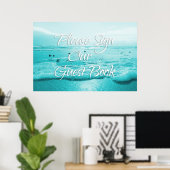 Blue Beach Sign Ons Poster van de tabel met gastbo (Thuiskantoor)