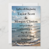 Blue Beach Sunset Watercolor Faire-part de mariage (Devant)