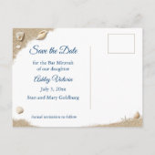 Blue Beach Waves Bat Mitzvah Save the Date Uitnodiging Briefkaart (Achterkant)