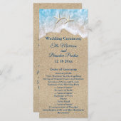 Blue Beach Waves en Starfish bruiloft programma (Voorkant / Achterkant)