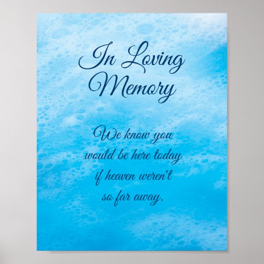 Blue Beach Waves in Loving Memory Poster (Voorkant)