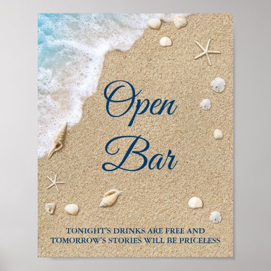 Blue Beach Waves Open Bar Poster 2 (Devant)
