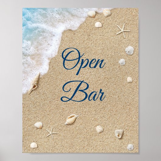 Blue Beach Waves Open Bar-Poster Poster (Voorkant)